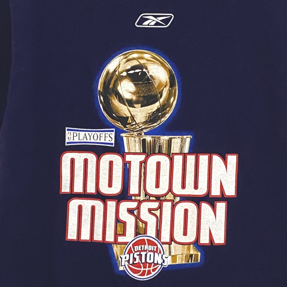 Reebok‎ Detroit Pistons Motown Mission Playoffs T-Shirt Mens S Blue Basketball